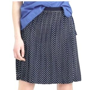 J.Crew Stitched Down Pleated Skirt In Polka Dot- Dark Navy- C5646- Size 8